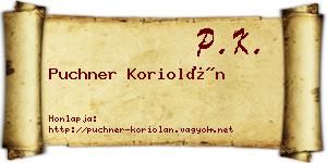 Puchner Koriolán névjegykártya
